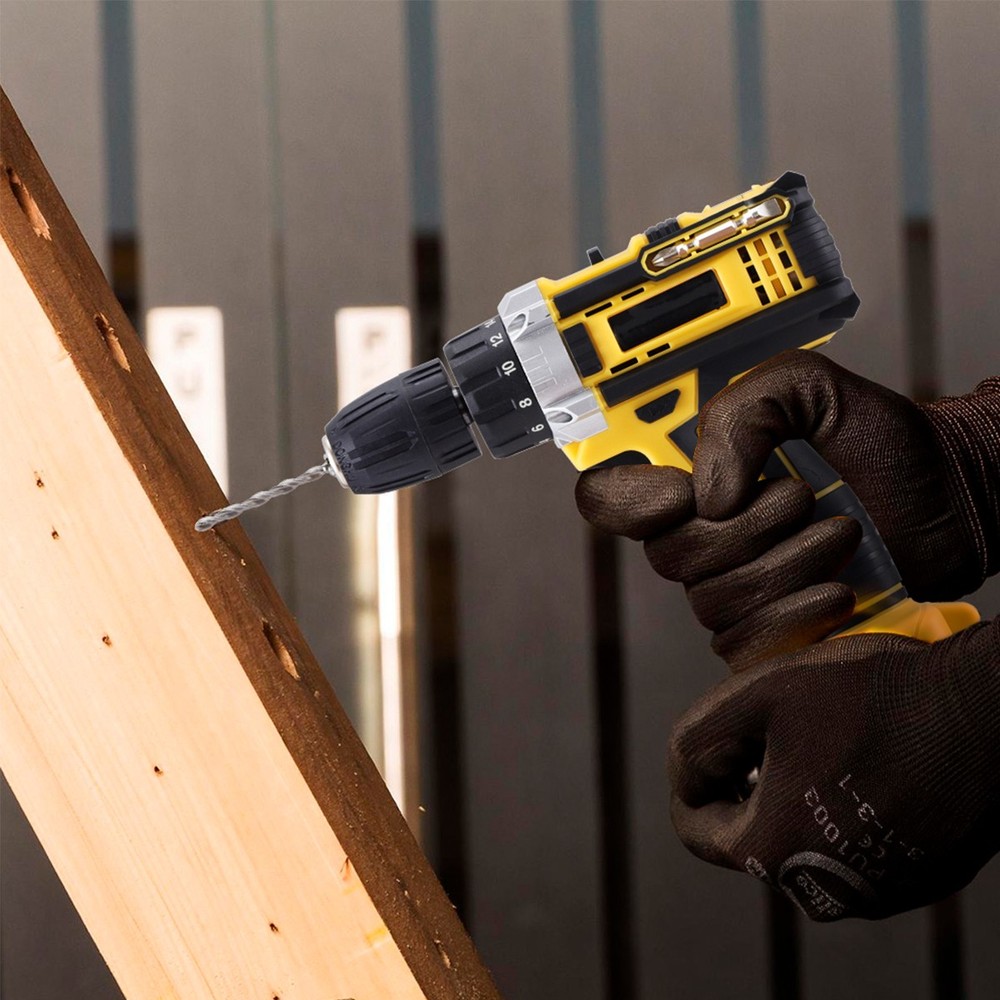 21V Cordless Drill Driver Set 2-Speed Hammer Drill with 2 Battery
