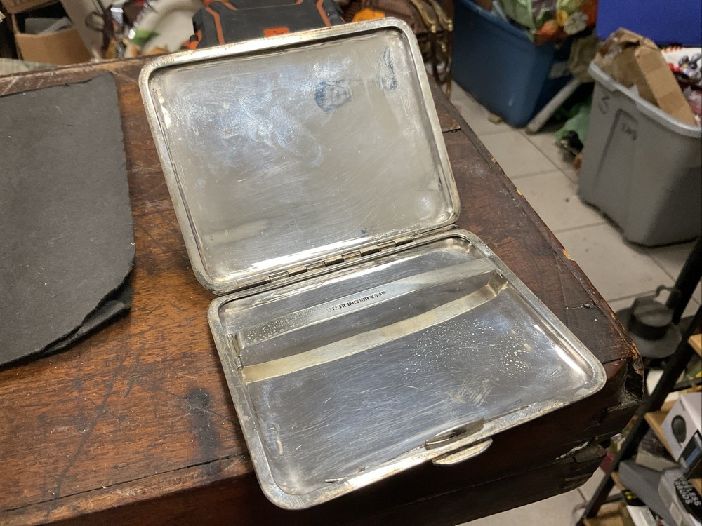 VTG Siam Thailand Solid Sterling Silver & Niello Dancer Etch Cigarette Case 4oz