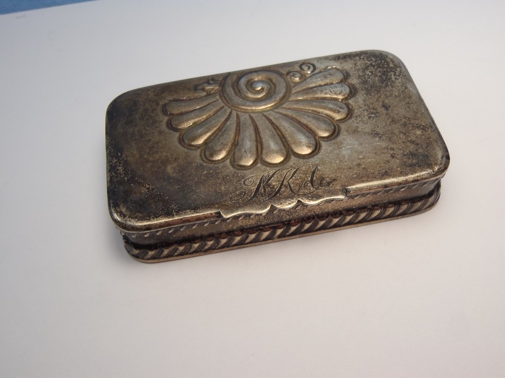 Antique 1892 Howard Co Sterling Silver 2 Compartment Stamp Box