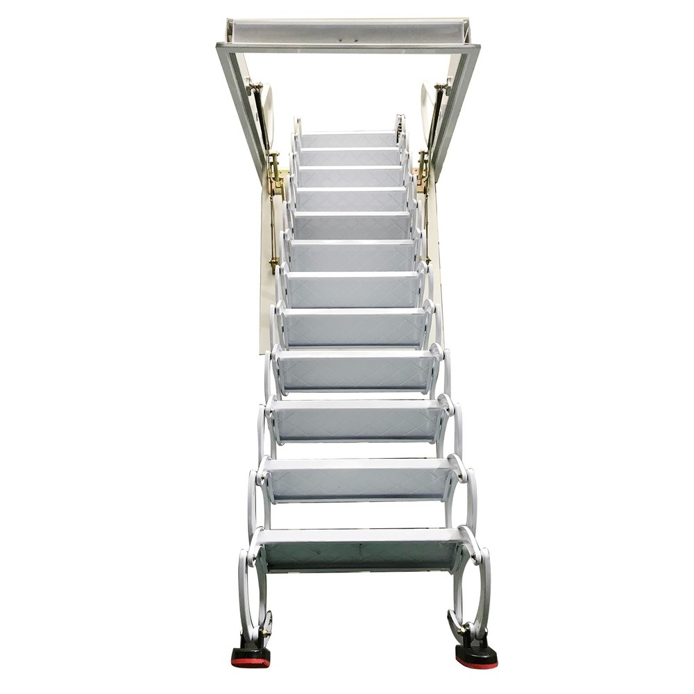 70*100cm Attic Loft Ceiling Retractable Folding Ladder Max 9.8 ft 12 Steps
