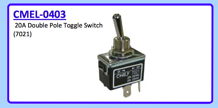 20A DOUBLE POLE TOGGLE SWITCH (7021) CMEL-0403