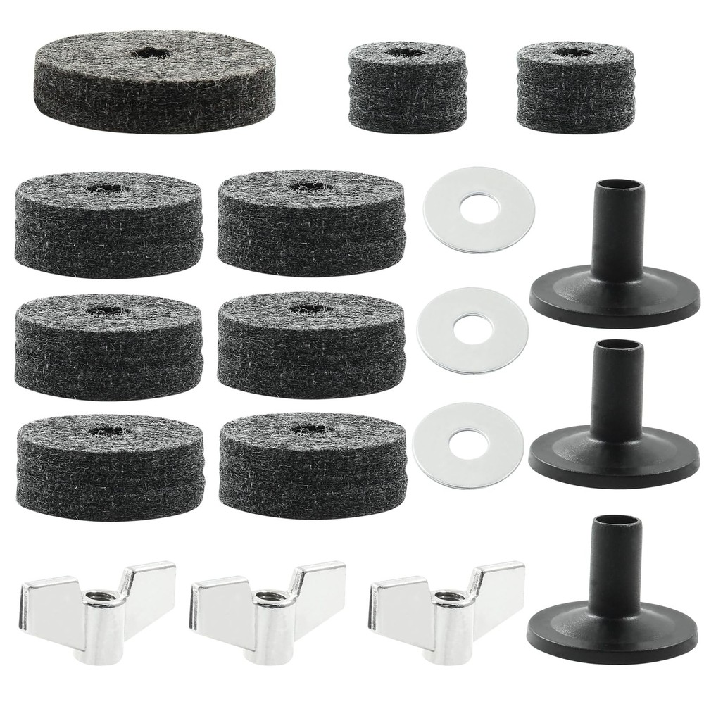 Piutouyar 18 Pcs Grey Cymbal Replacement Accessories Set, Stand