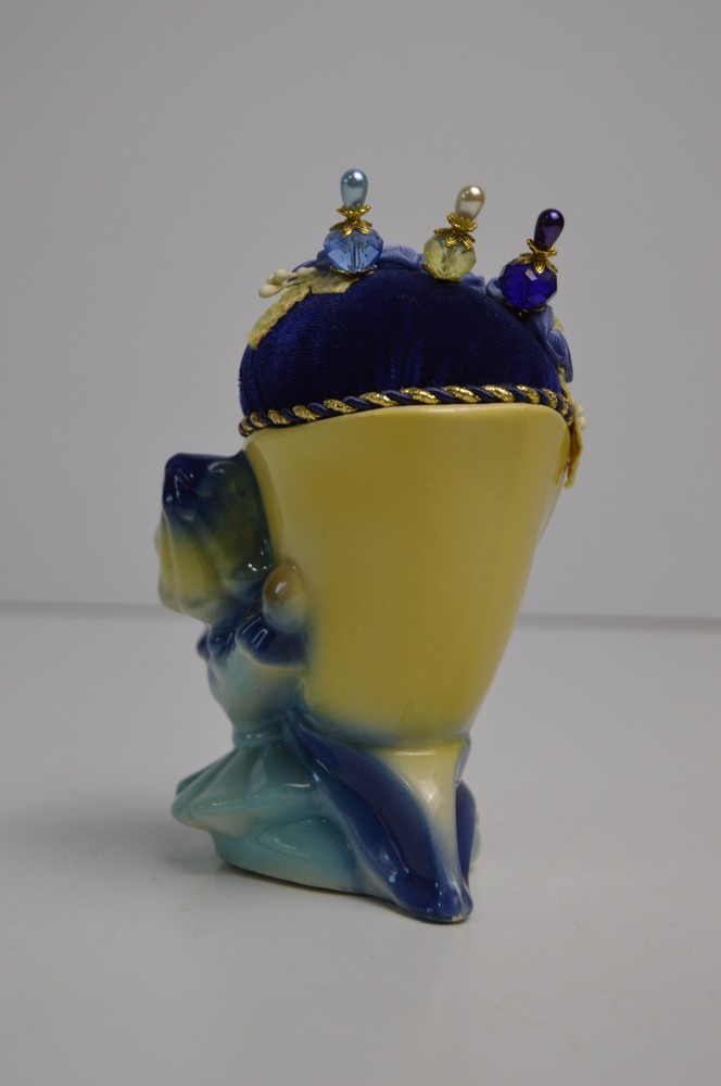 Vintage MCM Elf Pixie Kitschy Sewing Pincushion Repurposed Planter Craft