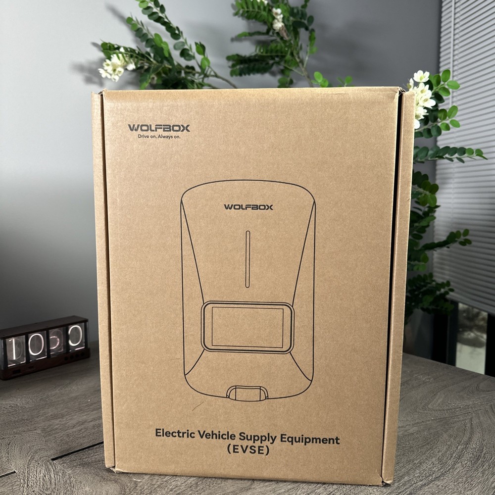 WOLFBOX Level 2 EV Charger 48 Amp, Smart Display RFID, 25ft Cable Hardwired E50