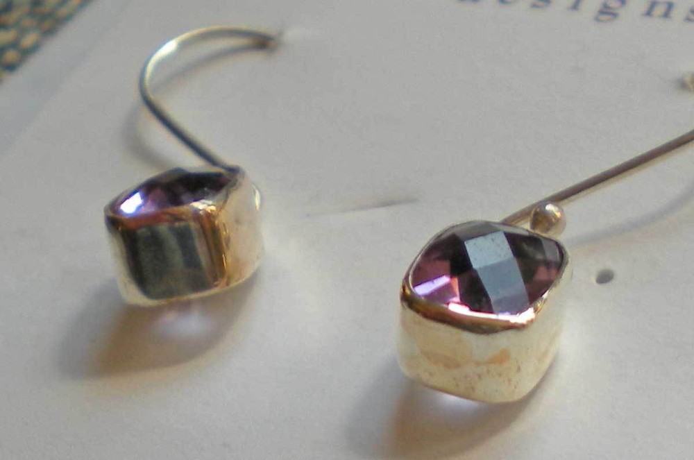 Amethyst Earrings - Sterling Silver j355