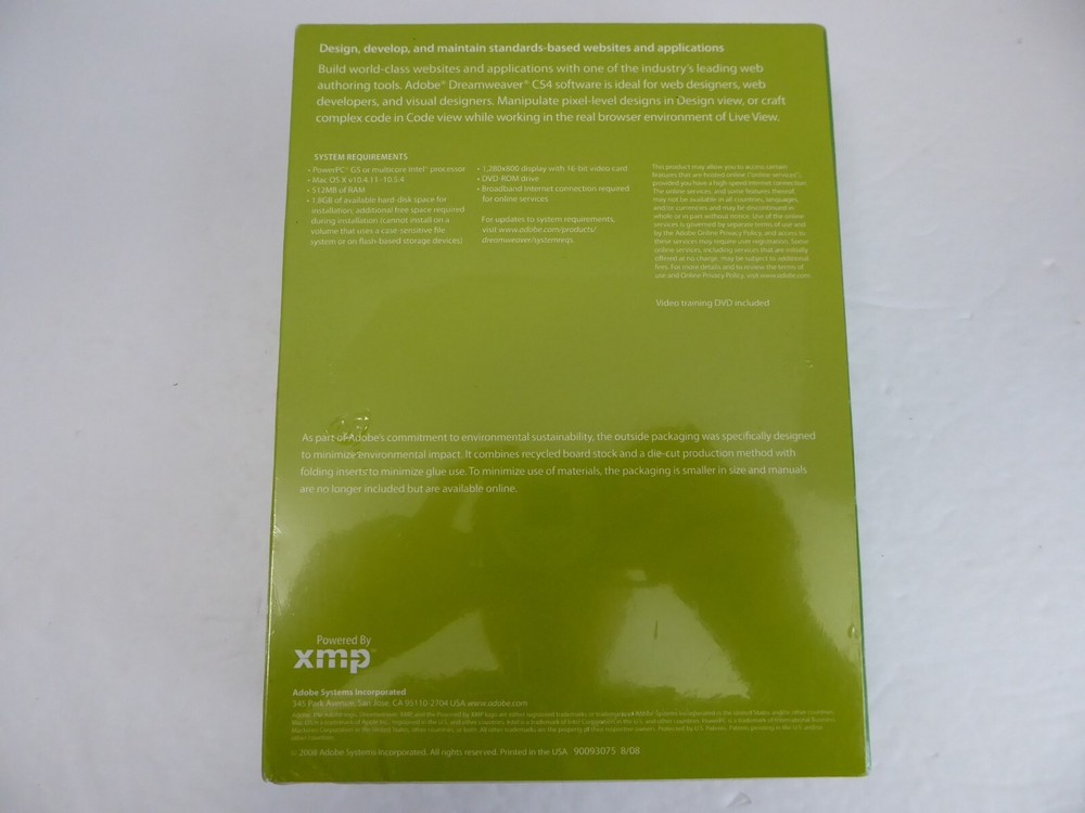 NEW Adobe Dreamweaver CS4 (MAC OS) Version Sealed Software