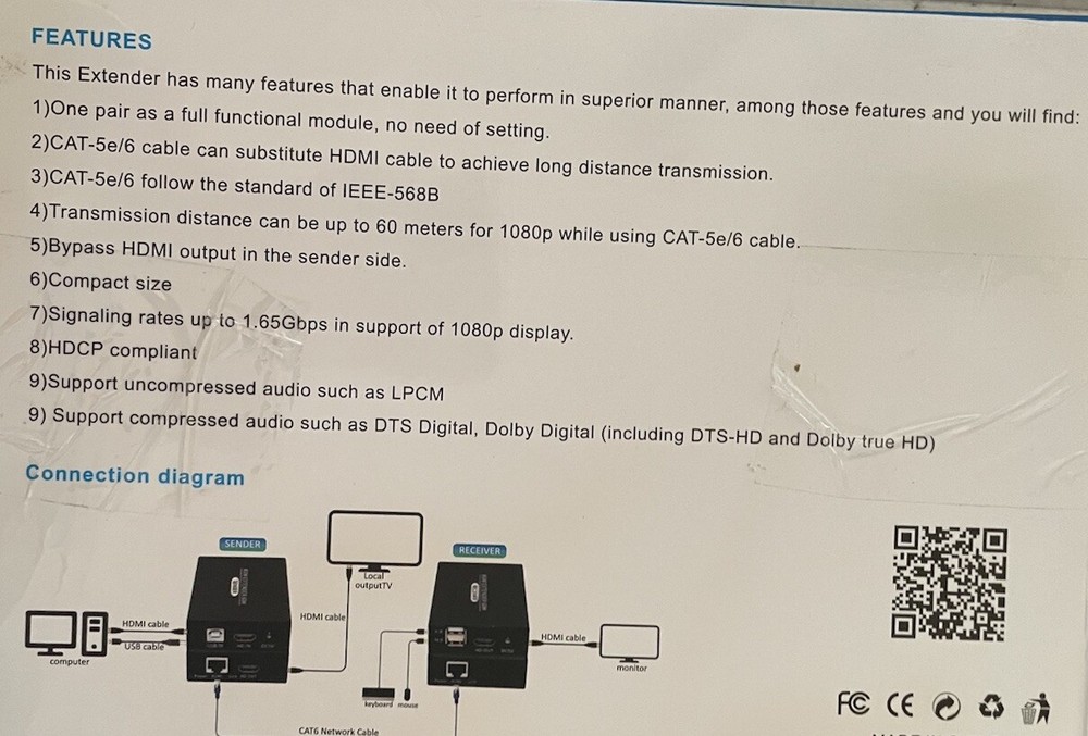 KVM 60M Extender With Loop Out