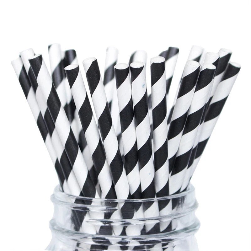 Black and White Striped Cake Pop Straws | Bakell®
