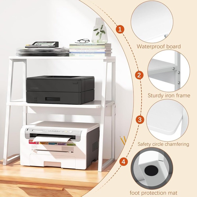 3 Tier Printer Stand Desk Shelf Multi-Purpose Storage Organizer Easy Assembly US