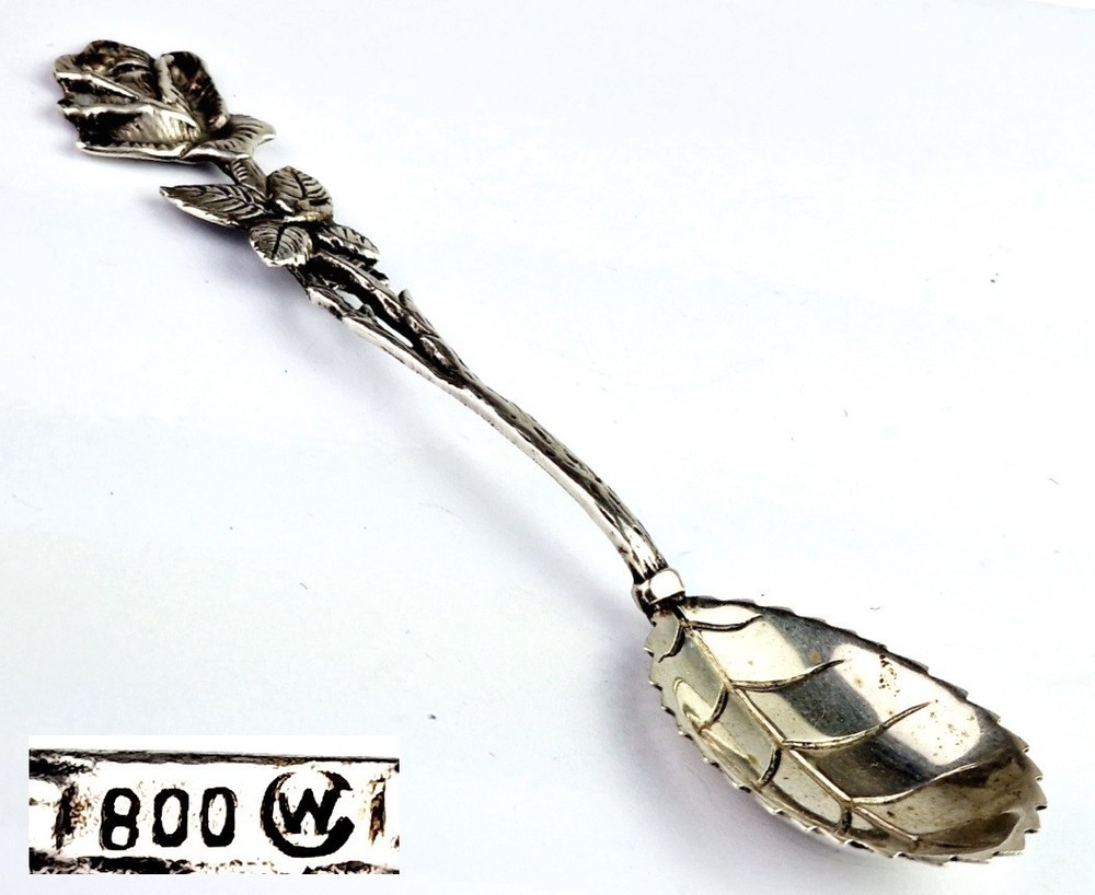 Spoon Hildesheimer Rose Leaf C. Widmann 800 Silver C5