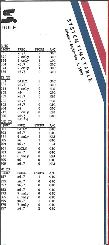 Air US system timetable 9/1/82 [6101] Buy 4+ save 25%