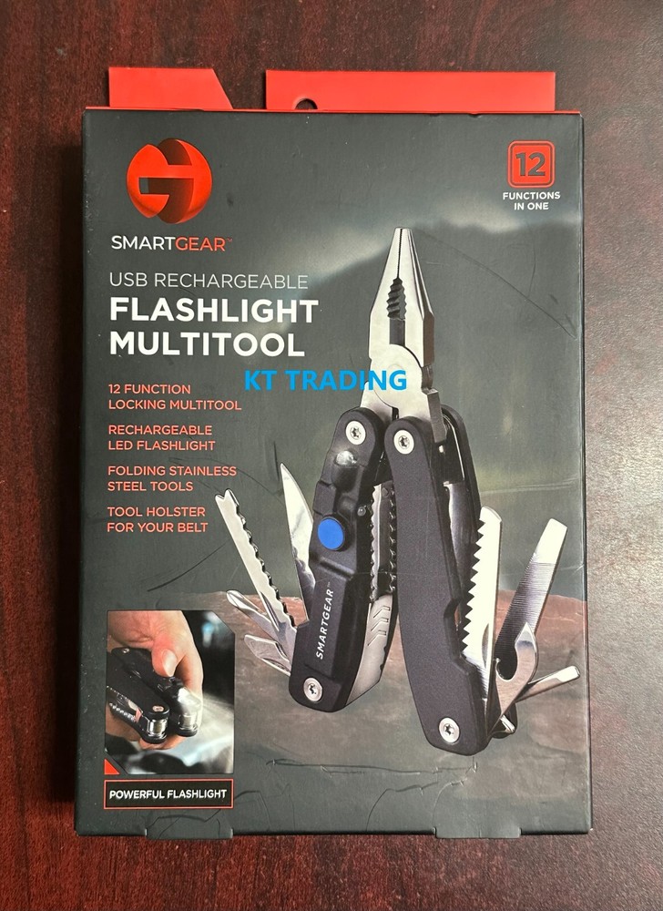 SMARTGEAR 12 Functions Usb Recharge Folding Stainless Steel FLASHLIGHT MULTITOOL