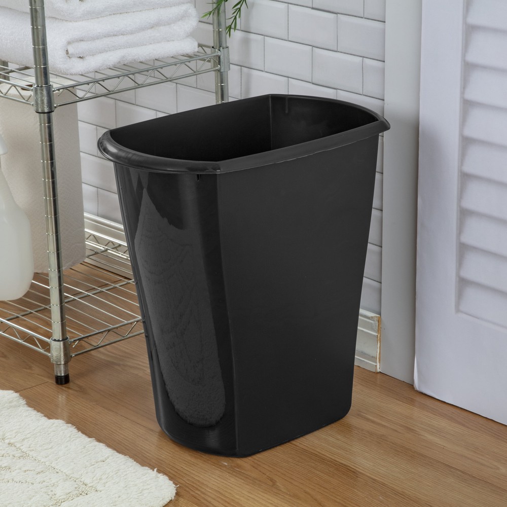 5.5 Gal. Rectangular Wastebasket Plastic, Office, Black