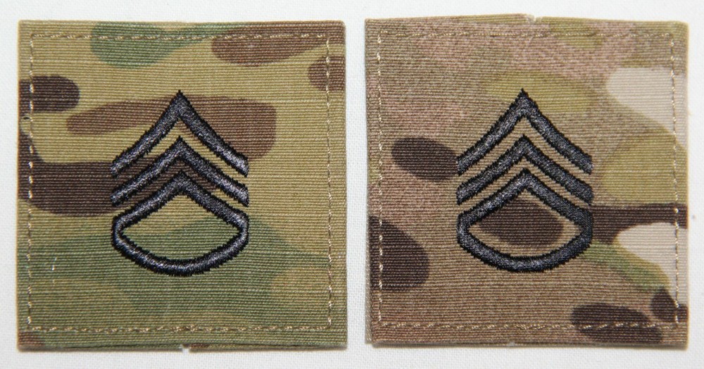 ORIGINAL MARPAT CAMO USMC STAFF SERGEANT RANK CHEVRON INSIGNIA W/ HOOK & LATCH