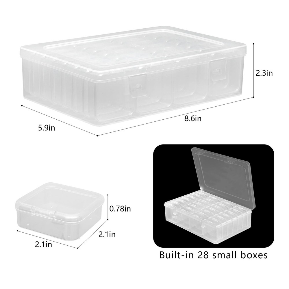 Small Bead Organizer Box - 28Pcs Mini Clear Plastic Storage Containers, Bead ...