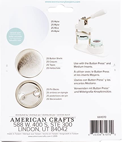 Medium Button Press Refill Pack Includes 25 Unique 37mm Button Supplies