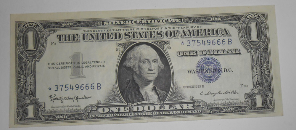 1957  Silver Certificate Star Note  AVERAGE CIRCULATED - * 37549666 B