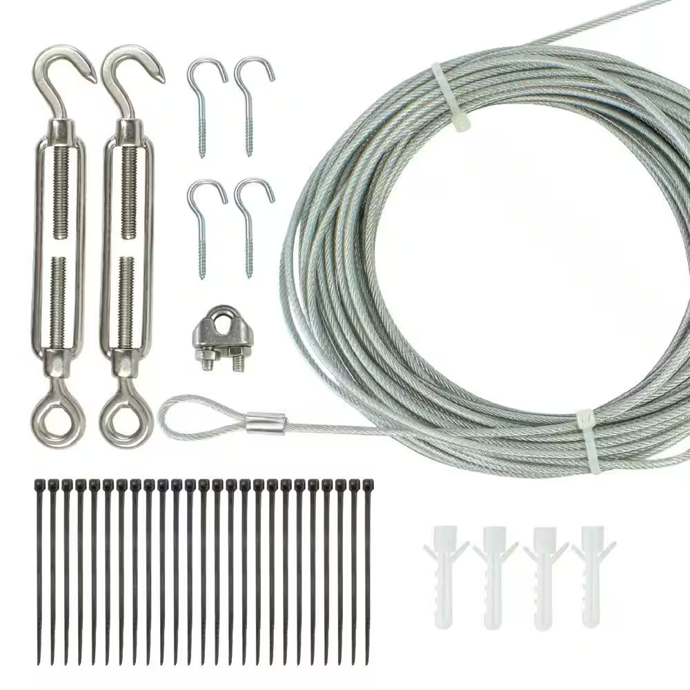 48 Ft. String Light Hanging, Mounting Kit, Wire, Mounting Hooks