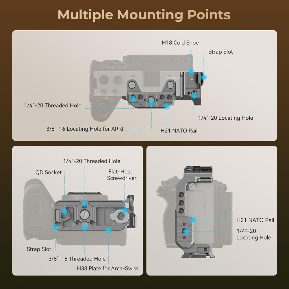 SmallRig FX3 HawkLock Quick Release Half Cage for Sony FX3 / FX30 Camera