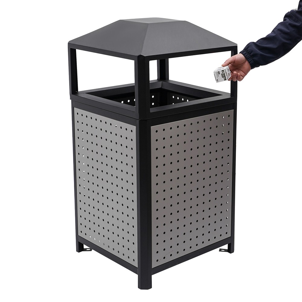 Large 38 Gallon Outdoor Trash Can - Durable Galvanized Waste Container