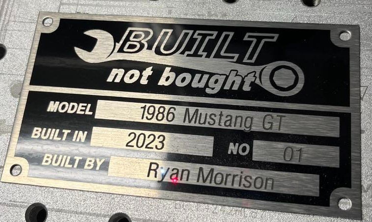 BUILT NOT BOUGHT DASH PLATE TAG ALUMINUM NAMEPLATE CUSTOM MADE