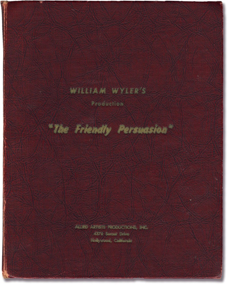 Jessamyn West FRIENDLY PERSUASION Original screenplay presentation #142114