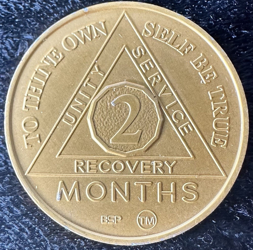 2 Months Alcoholics Anonymous AA Coin Sobriety Chip Two Months.