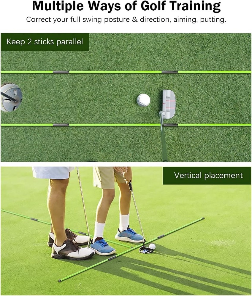 Rhino Valley Golf Alignment Sticks - Collapsible Golf Practice Rods for Aiming,
