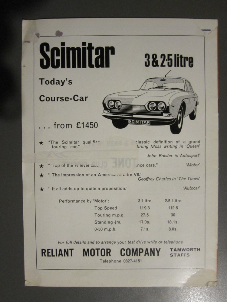 750 MC Birkett 6-hour relay Silverstone programmes, 1968 & 1970