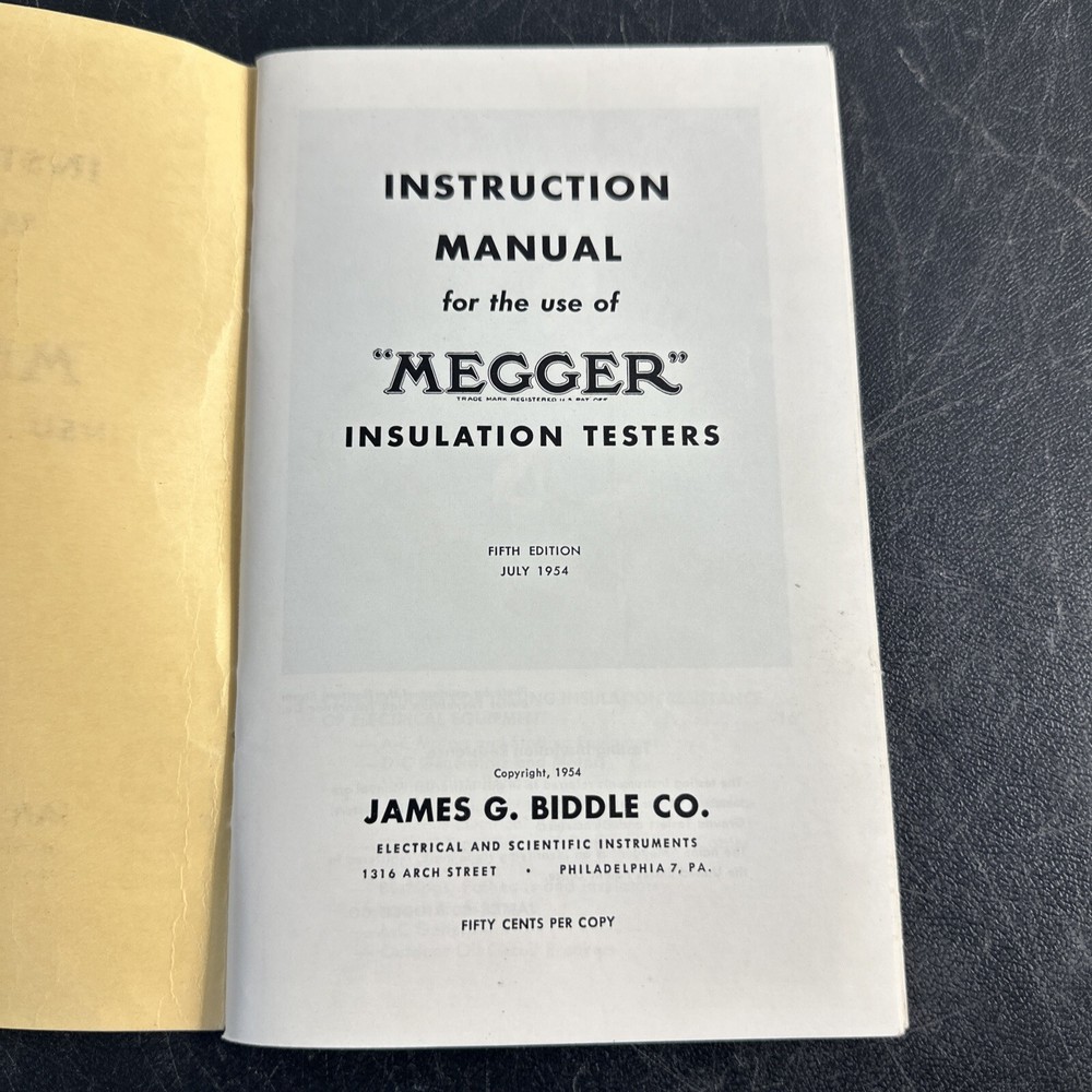 Magger Insulation Testers Instruction Manual Fifth Edition 1954 Original