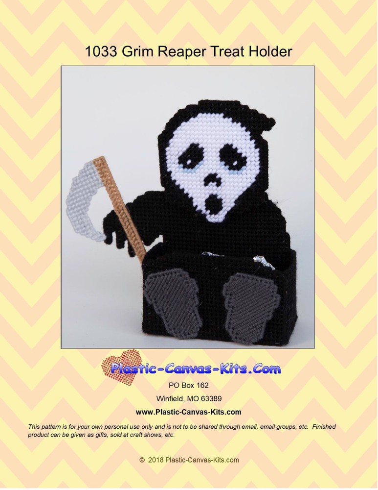 Grim Reaper Treat Holder-Halloween- Plastic Canvas Pattern or Kit