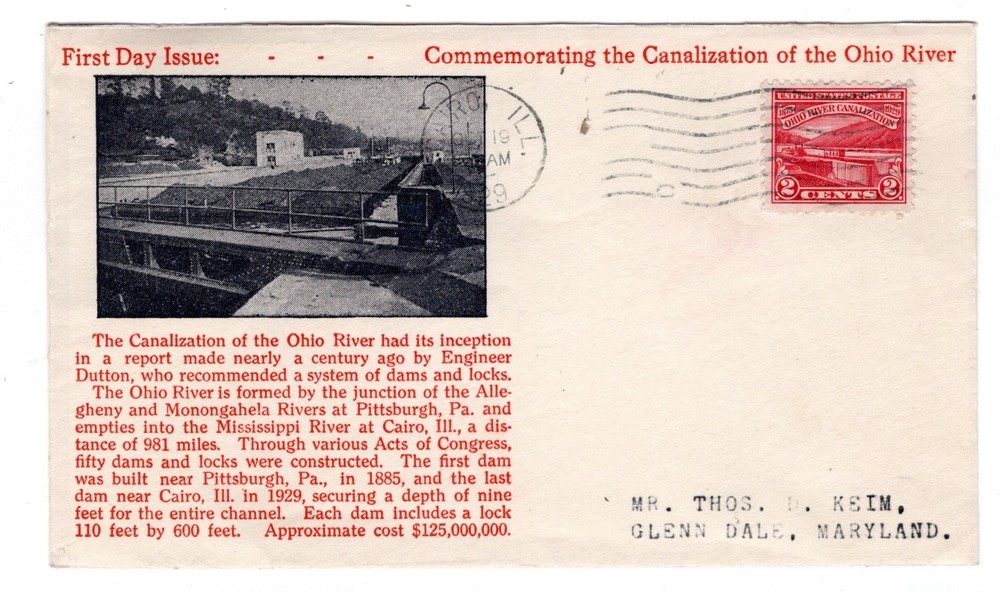 #681 Ohio River 1929 FDC - #18A Gorham Cairo IL