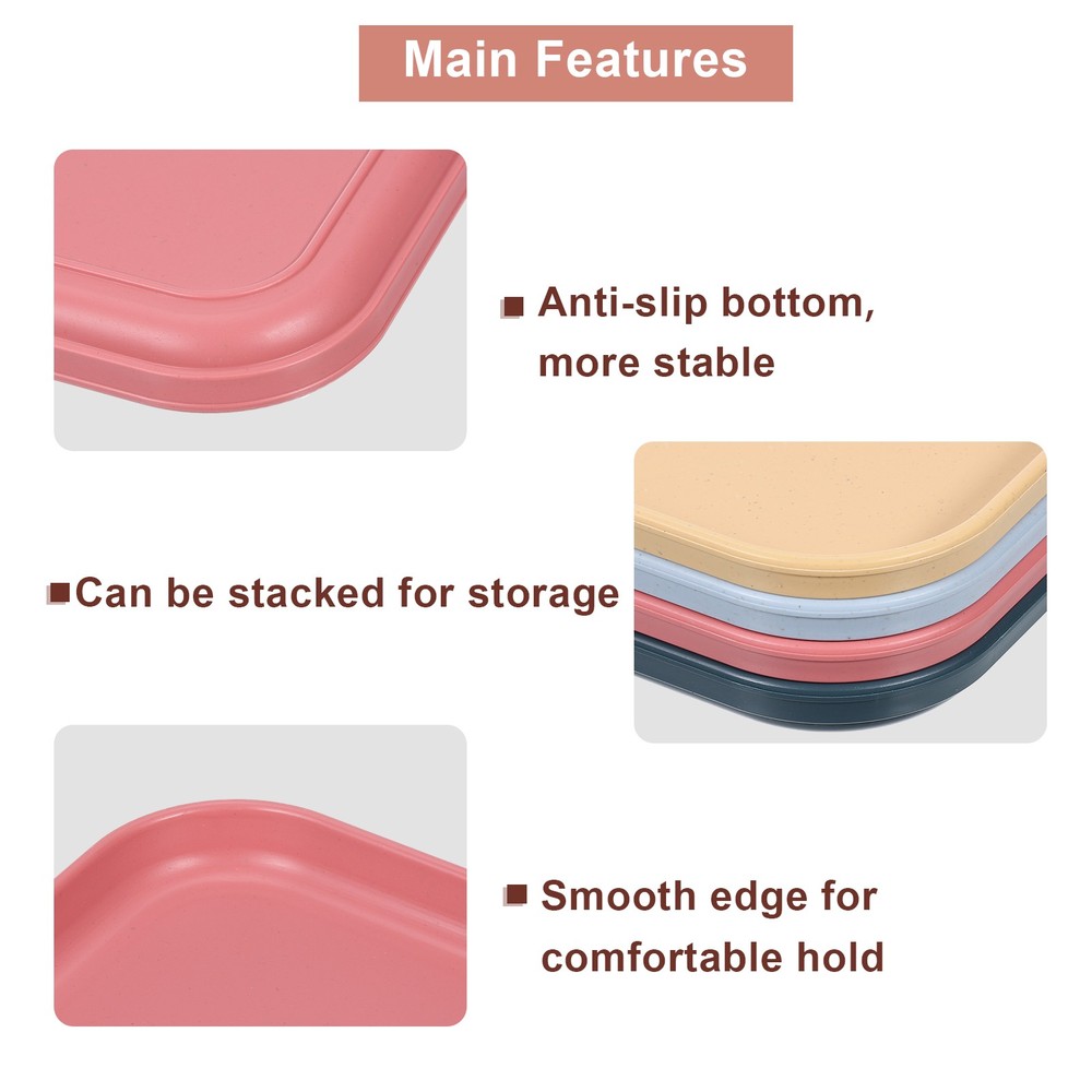 3Pcs 12.2"x8.7" Plates Rectangular Dinner Plates Reusable, Khaki