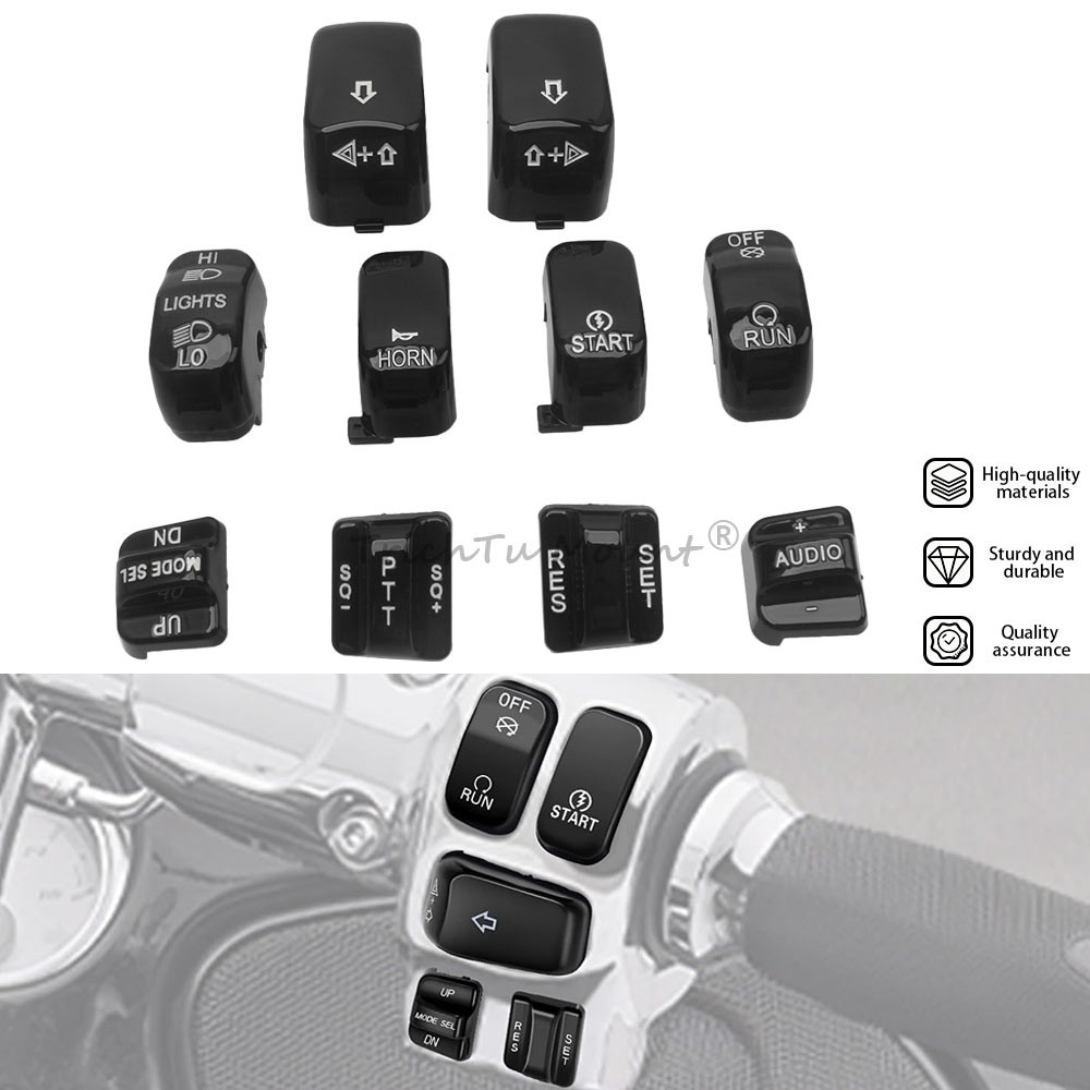 Fit For Harley Electra Road Glide 10PCS Hand Control Switch Button Covers Chrome