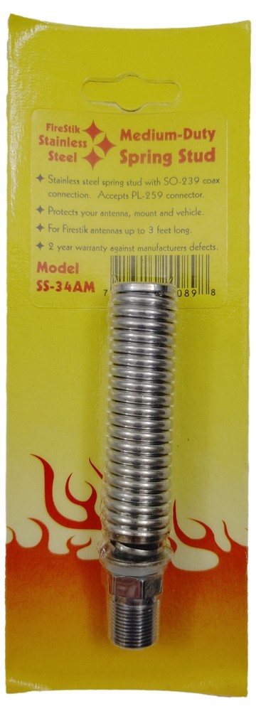 Firestik SS-34AM Stainless Steel Spring Stud Antenna Mount - Medium Duty