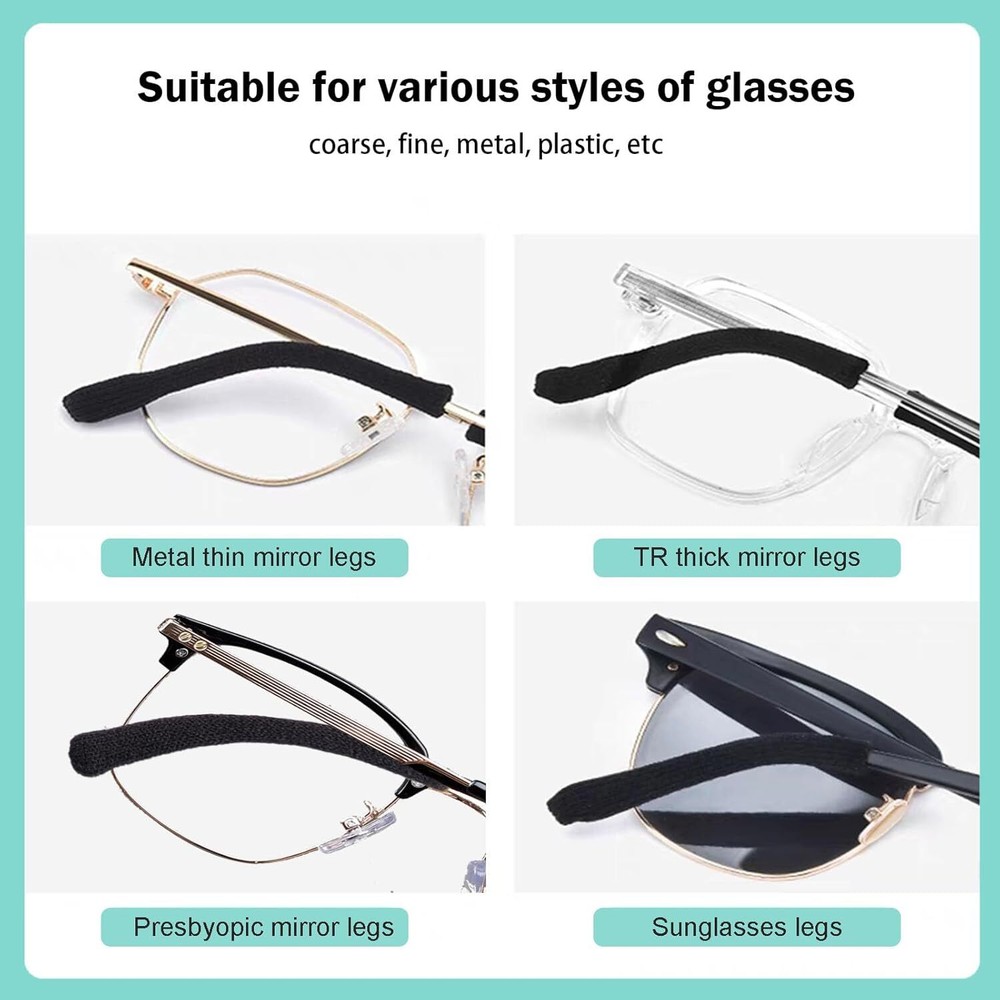 4× Antislip Elastic Comfort Eyeglasses Temple Tips Sleeve Microstructured Fabric