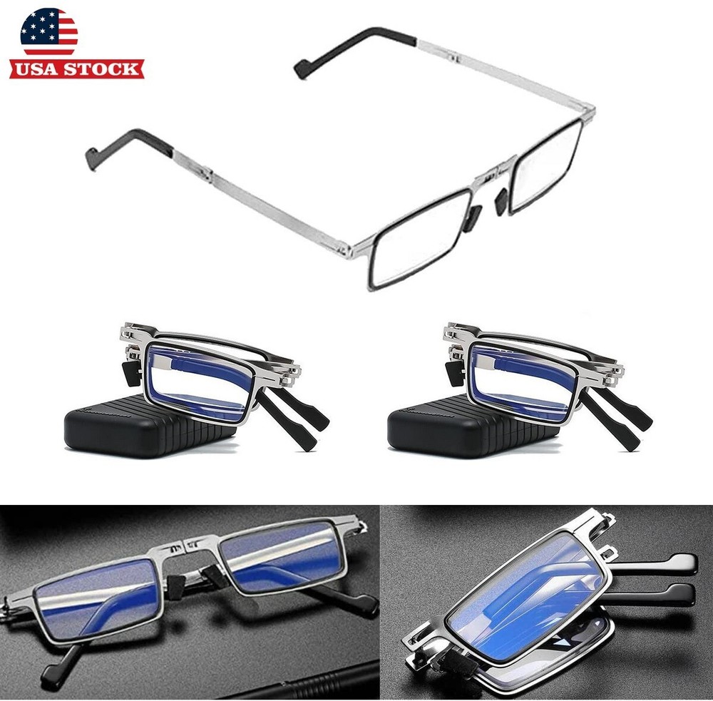 Foldable Reading Glasses Ultra Light Titanium Material Screwless Anti-Blue Light