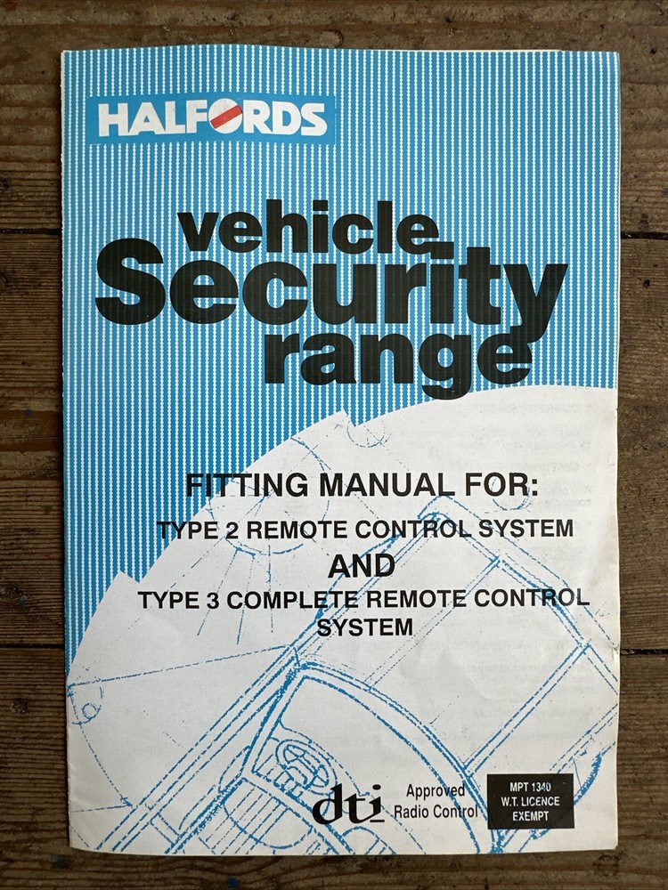 VTG Halfords Vehicle Security Range Fitting Manual Circa 1990