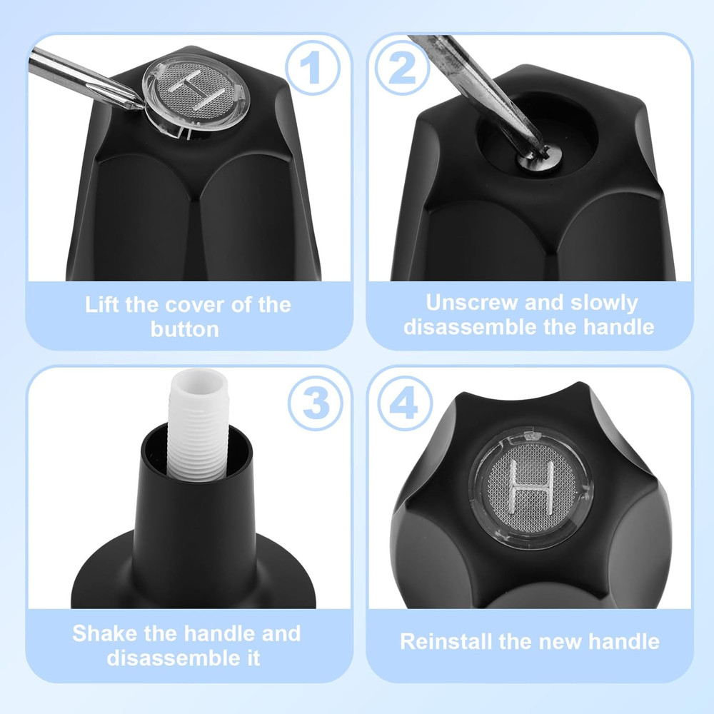 2Pcs Shower Knobs Replacement Kit, Matte Black Shower Knobs Include Base Connect