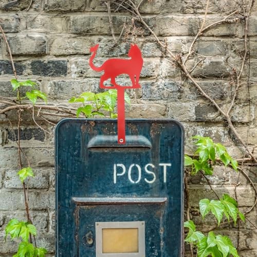 Iron Mailbox Flag, Metal Cat Shape Mail Box Stake Pick Decorative Mailbox