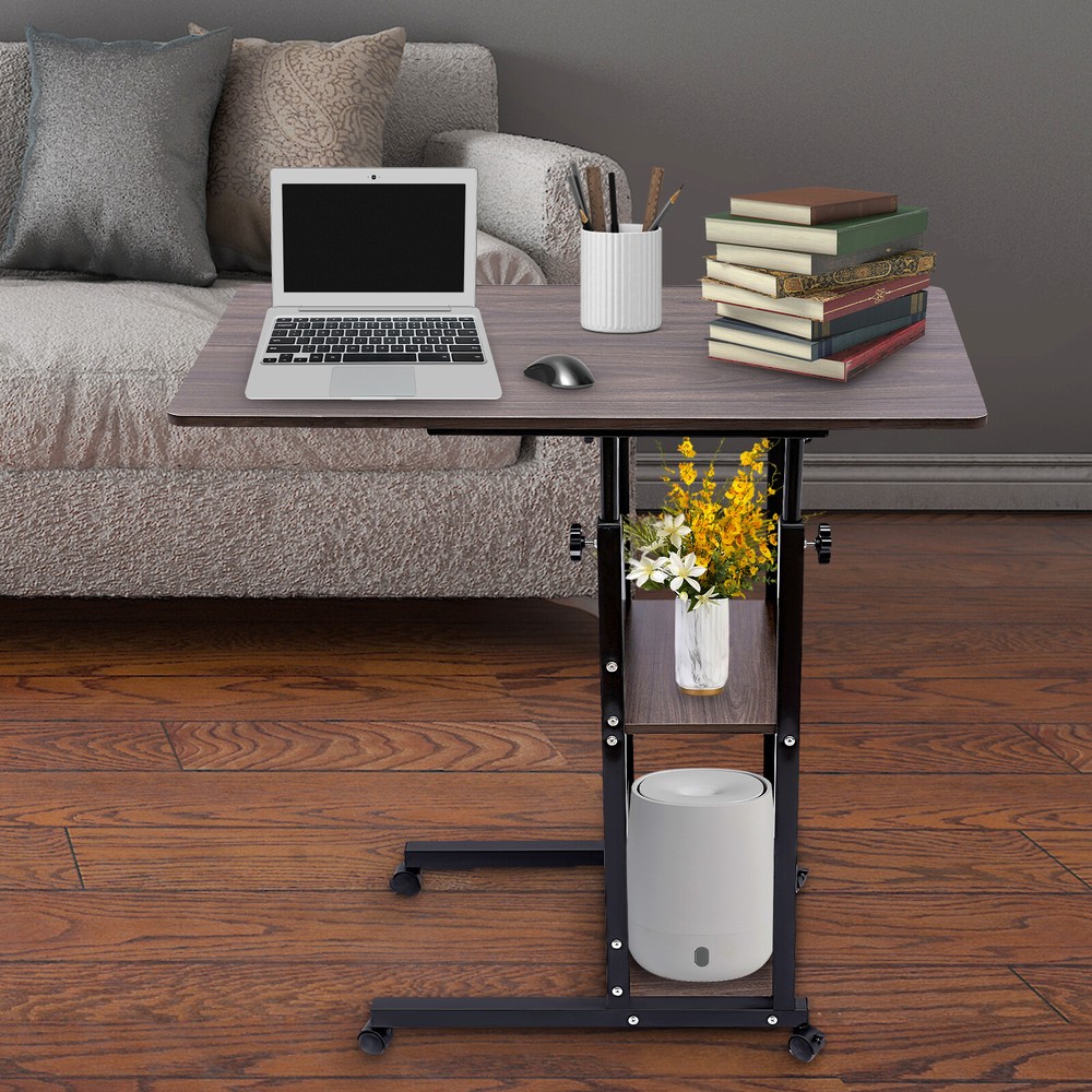 C-Shaped Side Table Adjustable, Height Adjustable C Table with Wheels