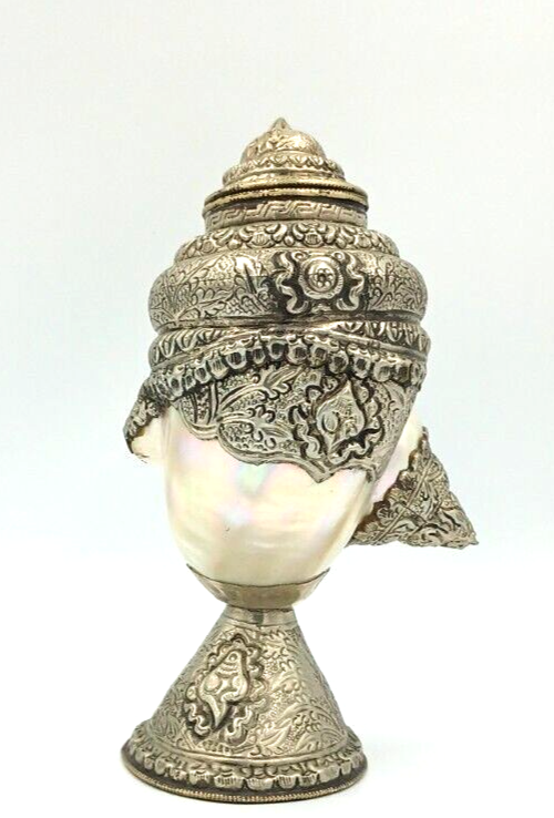 Antique Anglo Indian Silver Nautilus SIGNED Shell Cup