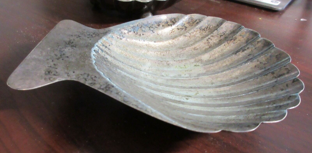 Mexico 2 Sterling Silver Shell Footed Dish Bowl Tarnish 1950s