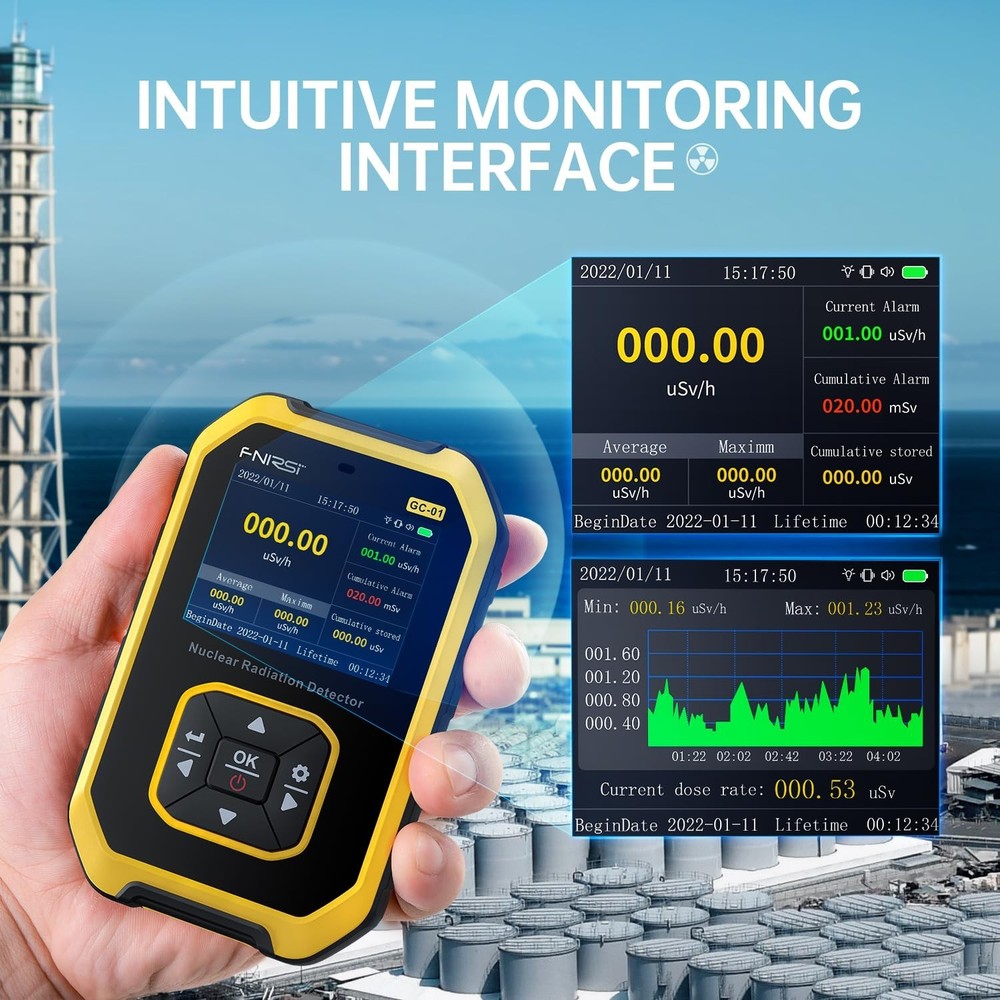 Precision Geiger Counter with Adjustable Alarm Settings and Compact Style