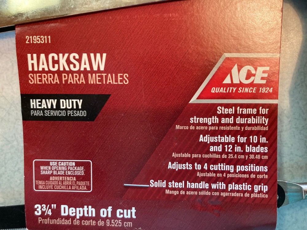 Ace hacksaw heavy duty 3 3/4” dept cut