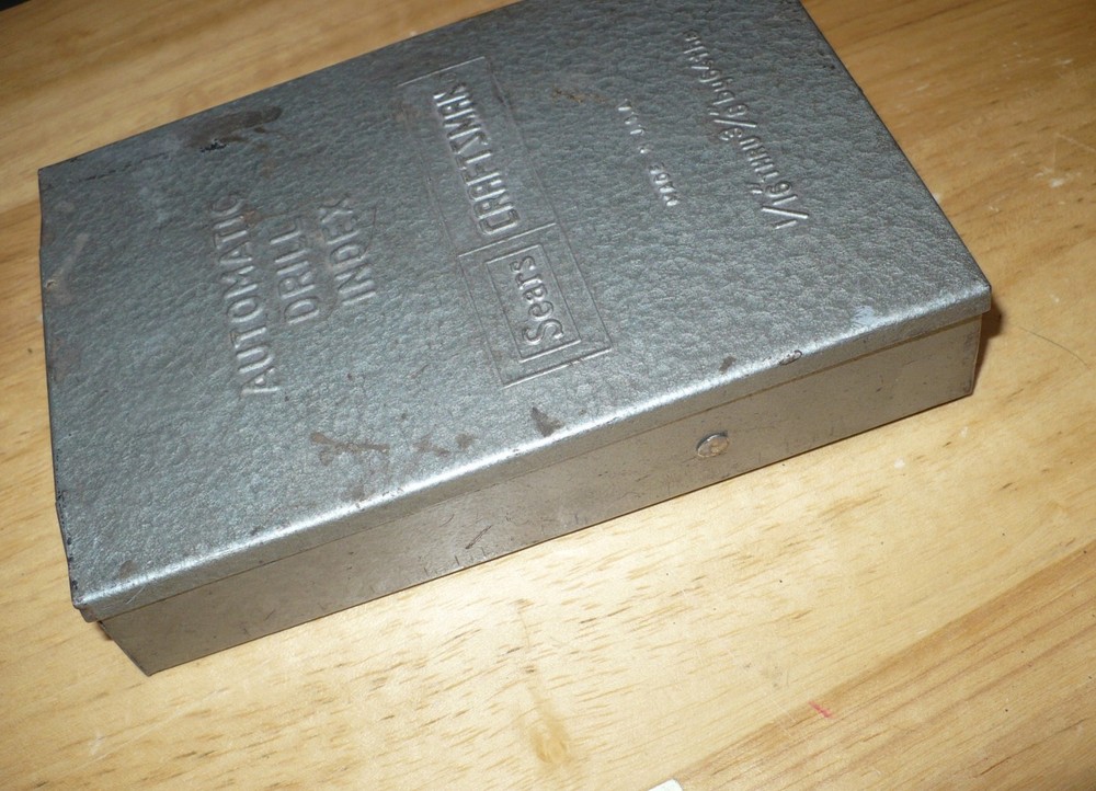 Vintage Sears Craftsman Automatic Drill Index Toolbox & 3 Drill Bits