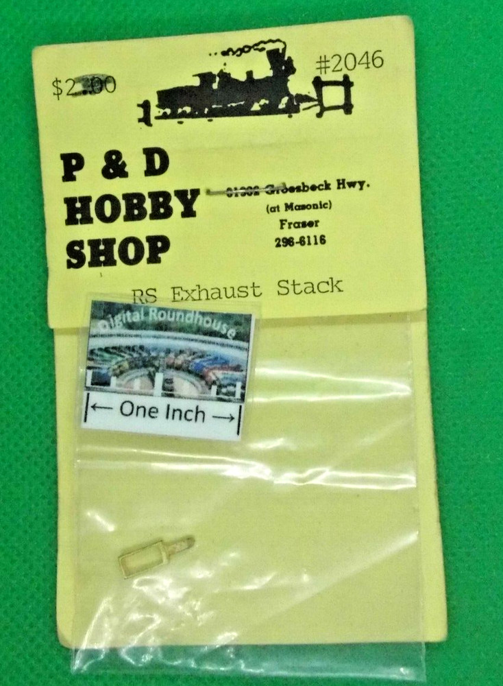 P&D Hobby O Scale #2046 Exhaust stack, RS, ALCO, pkg. 1
