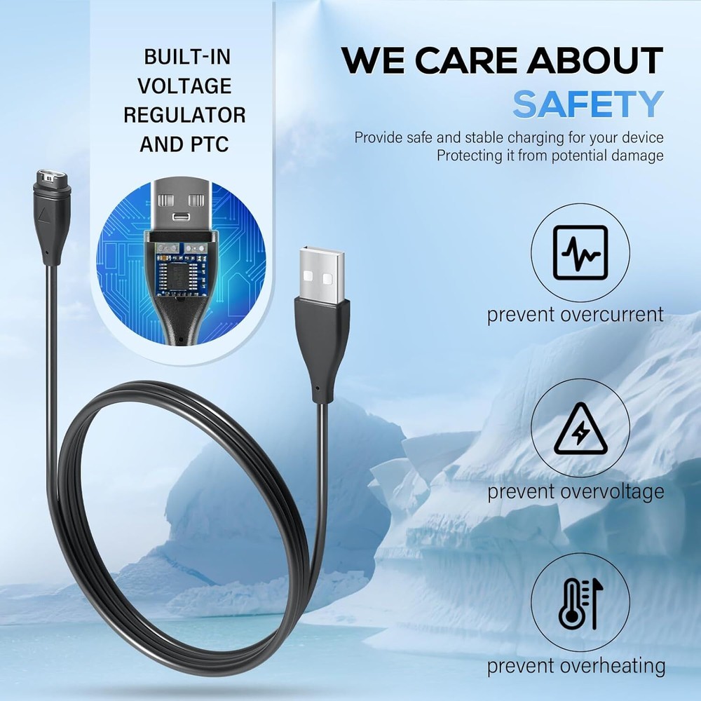 2pcs Charger Cable 010-12491-01 Replacement for Garmin Multiple Watch Devices