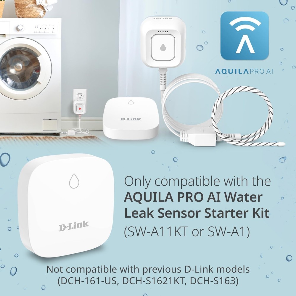 D-Link Water Leak Sensor Remote Battery Powered Long-Range Compatible SW-A11KT S