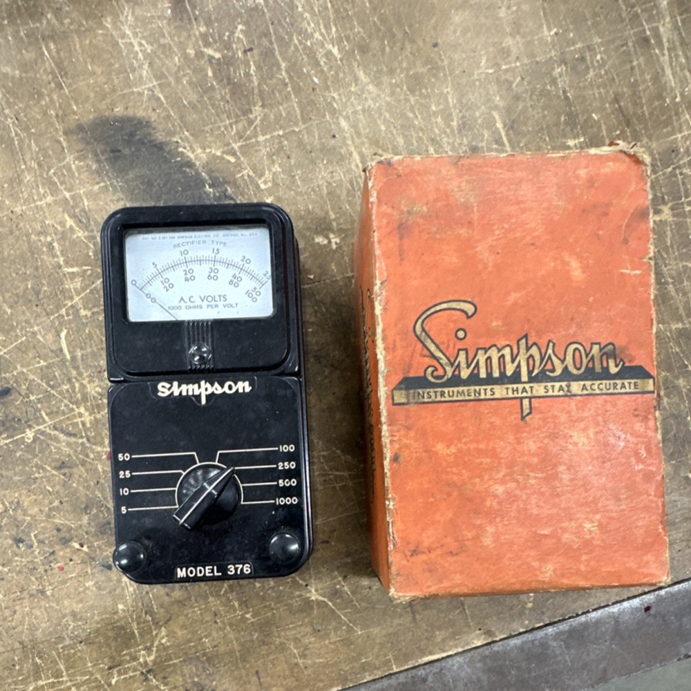 Simpson Model 376 AC Analog Voltmeter Rectifier Type 5-1000V